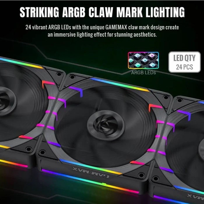 فن کیس گیم مکس Tornado T14 ARGB Reverse Black - 4